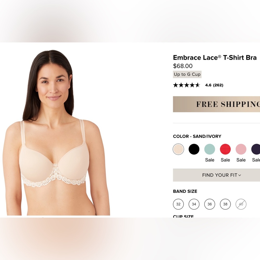 Wacoal Embrace Lace Sand/Ivory Bra